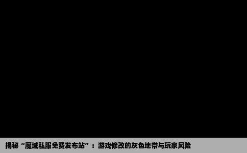 揭秘“魔域私服免费发布站”：游戏修改的灰色地带与玩家风险